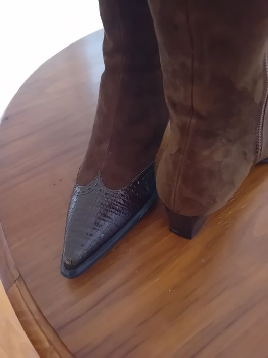Botas senhora 35 , pele camurça, como novas