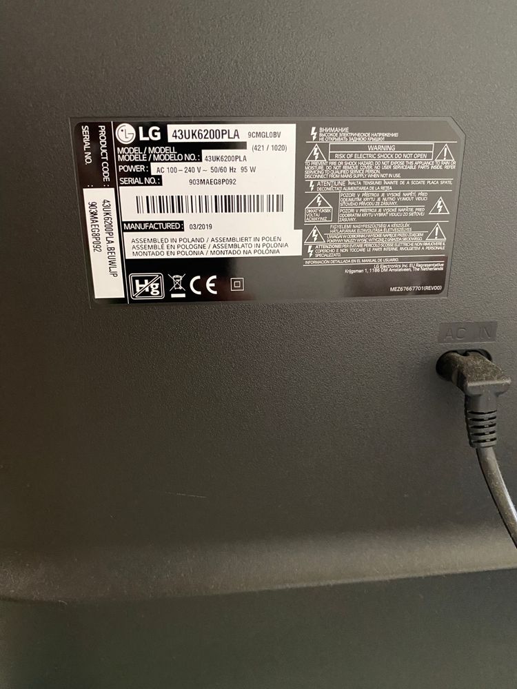 TV LG 43” 4K Ultra HD Smart TV – Modelo 43UK6200PLA