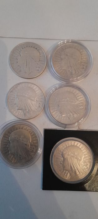 10zl Głowa Kobiety Jadwiga zestaw 6szt  z 1932,1934