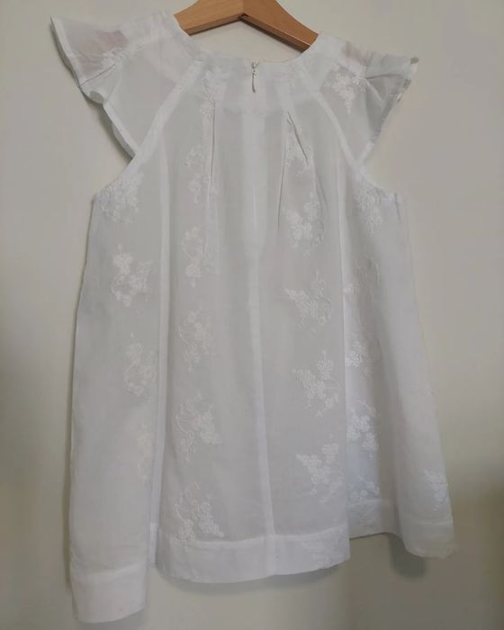 Blusa Túnica Menina Branca Bordada Benetton