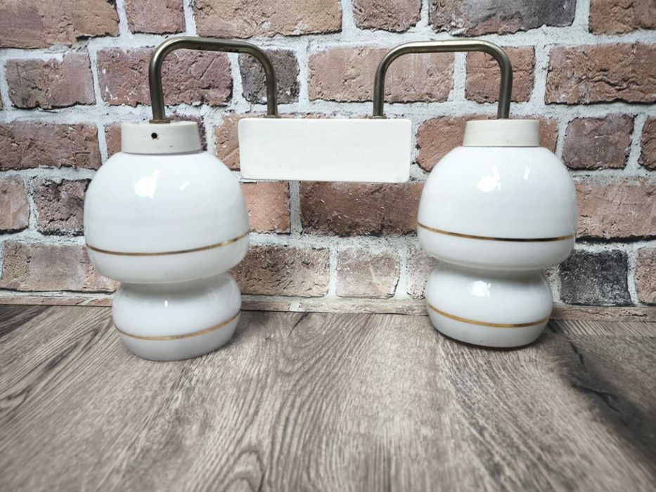 Lampa PRL Białe Szkło Vintage PRL