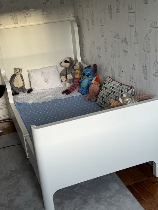 Cama extensível de criança - branca - 80x200cm (com colchao)