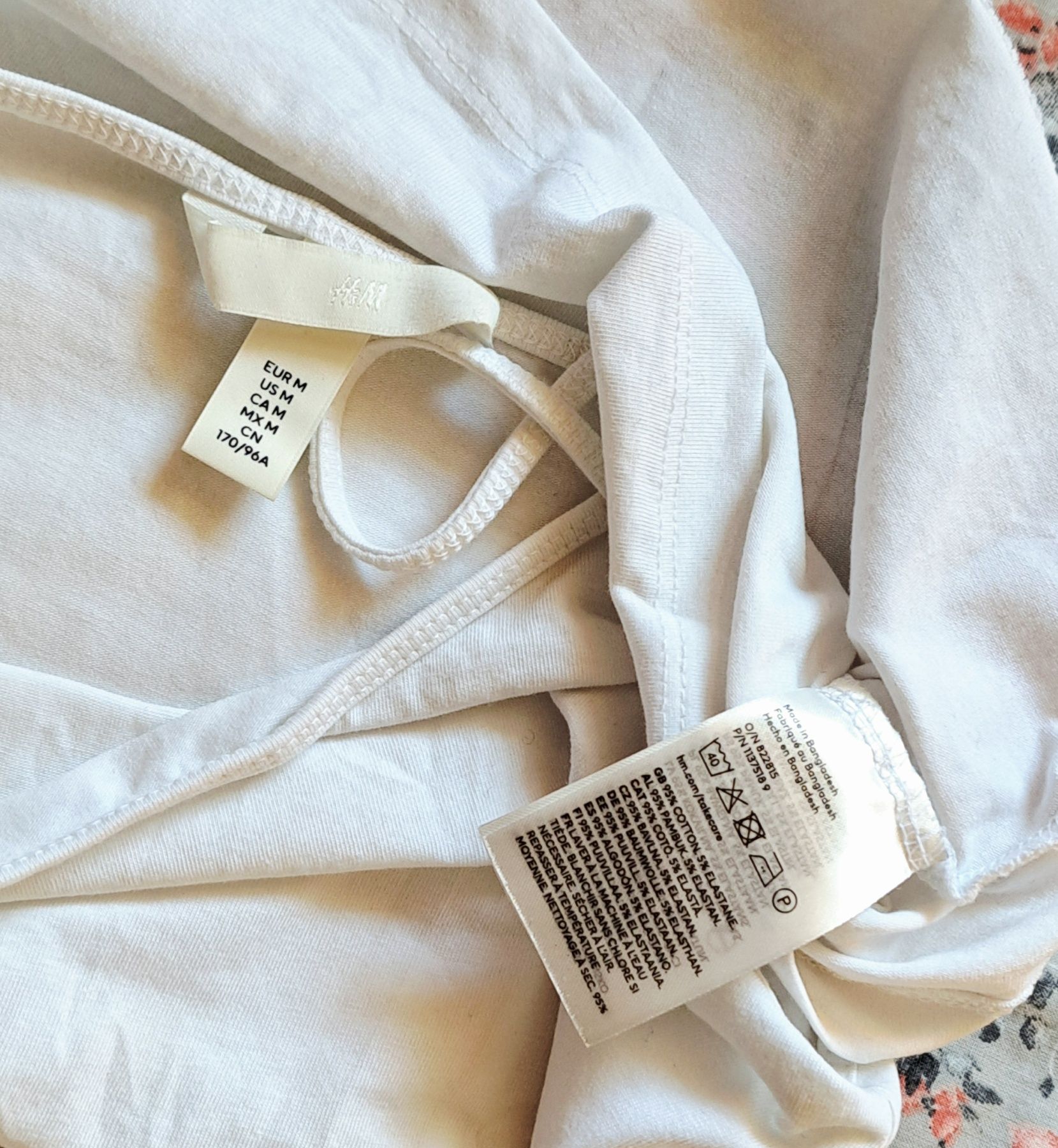 Biała bawełniana podkoszulka na cienkich ramiączkach H&M