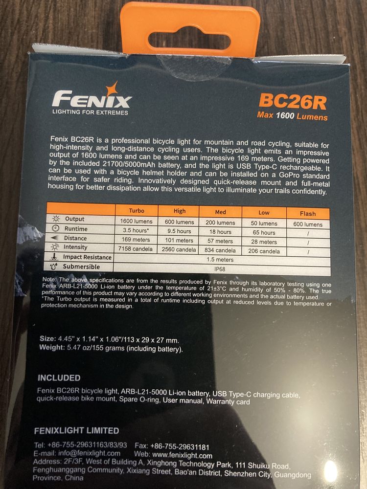 Велофара Fenix BC26R велосипедный фонарь