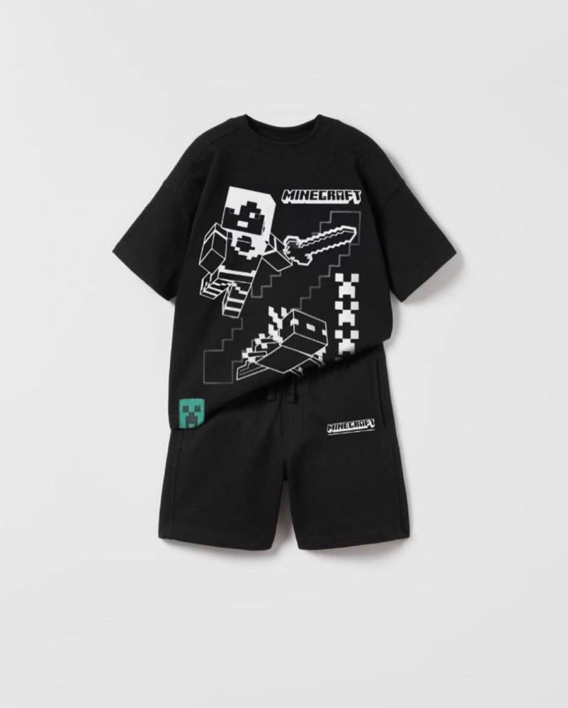 Стильний костюм для хлопчиків  Zara, шорти та футболка з майнкрафт