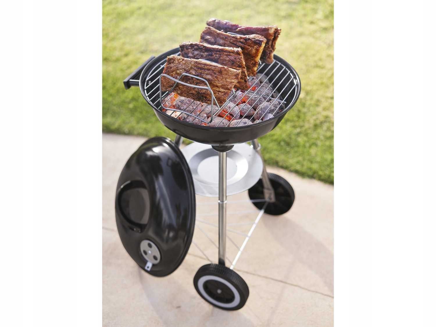 Grill okrągły na kółkach z pokrywą Ø 34 cm GRILLMEISTER