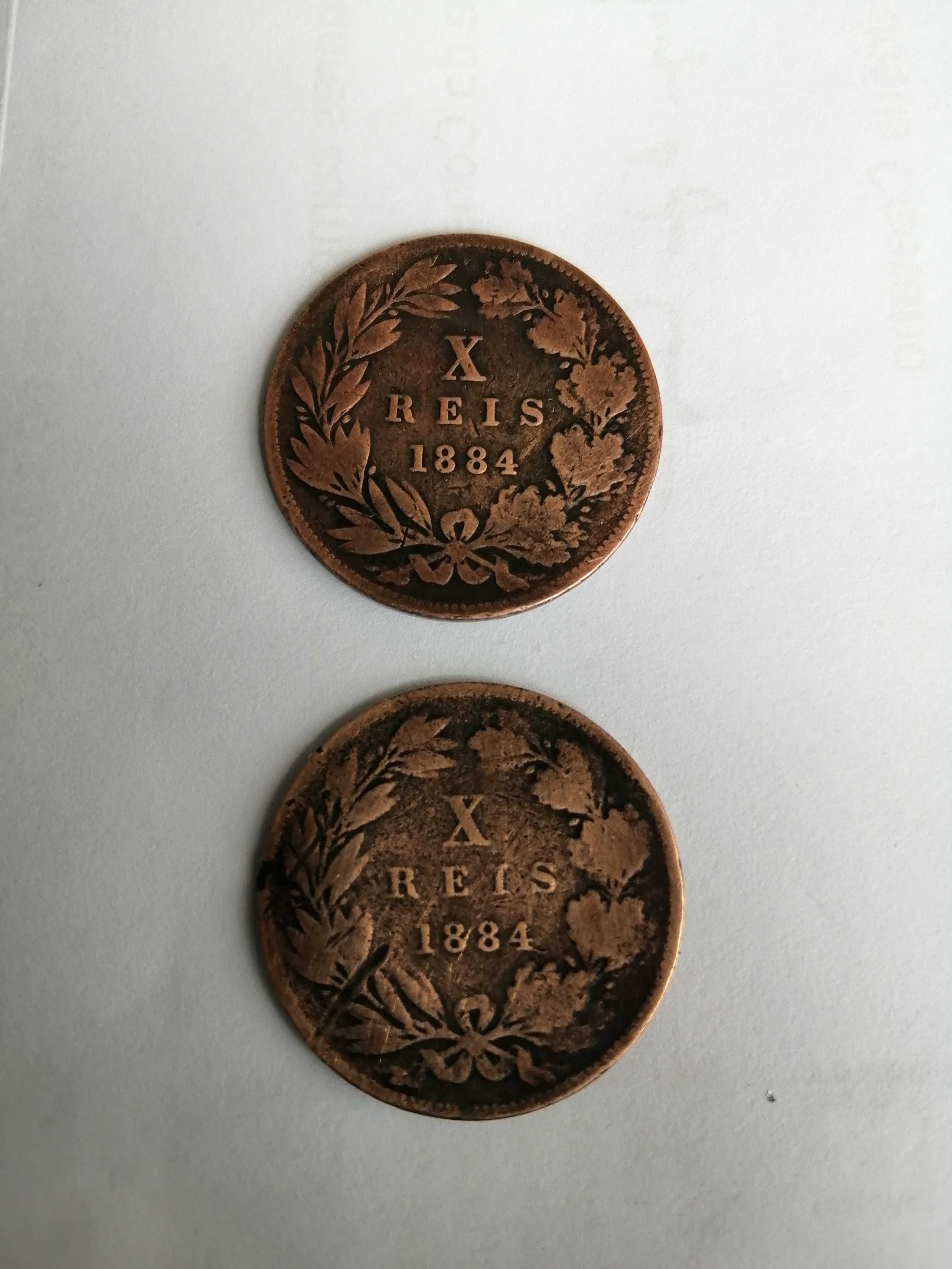 Colecção completa de moedas de X réis. D. Luís. 1882 /83/84/85/86