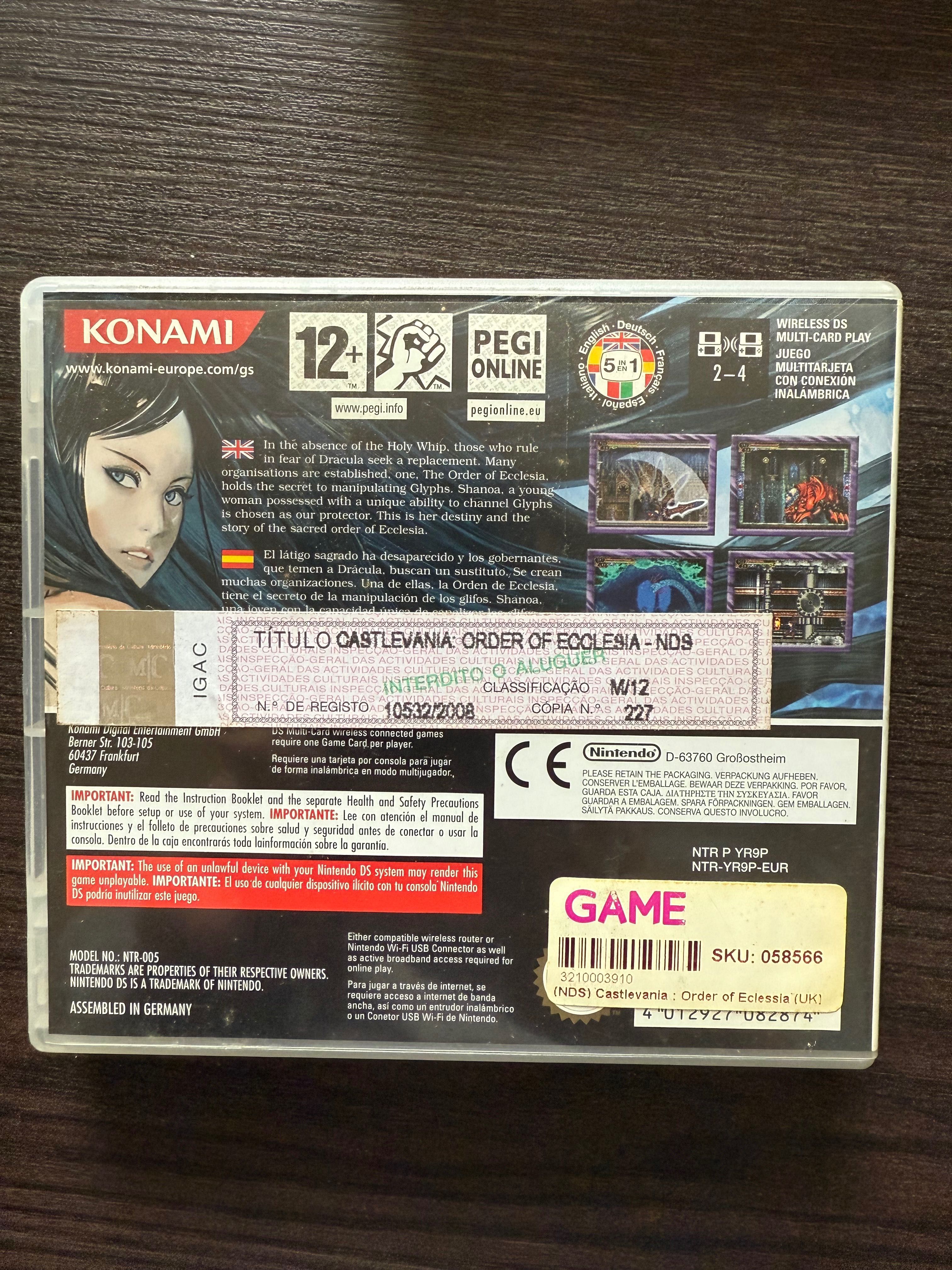 Vendo Castlevania Order of Ecclesia para Nintendo DS RARO