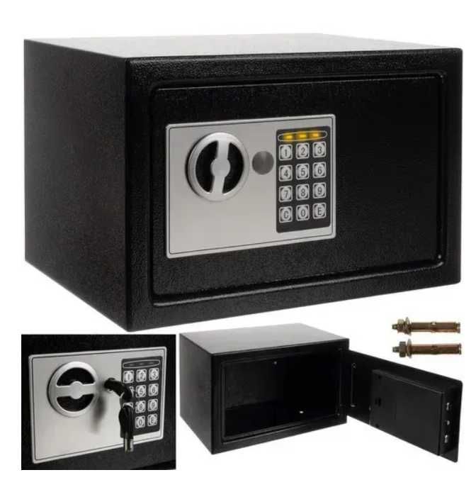 Надійний електронний сейф з кодовим та ключовим замком для дому офісу