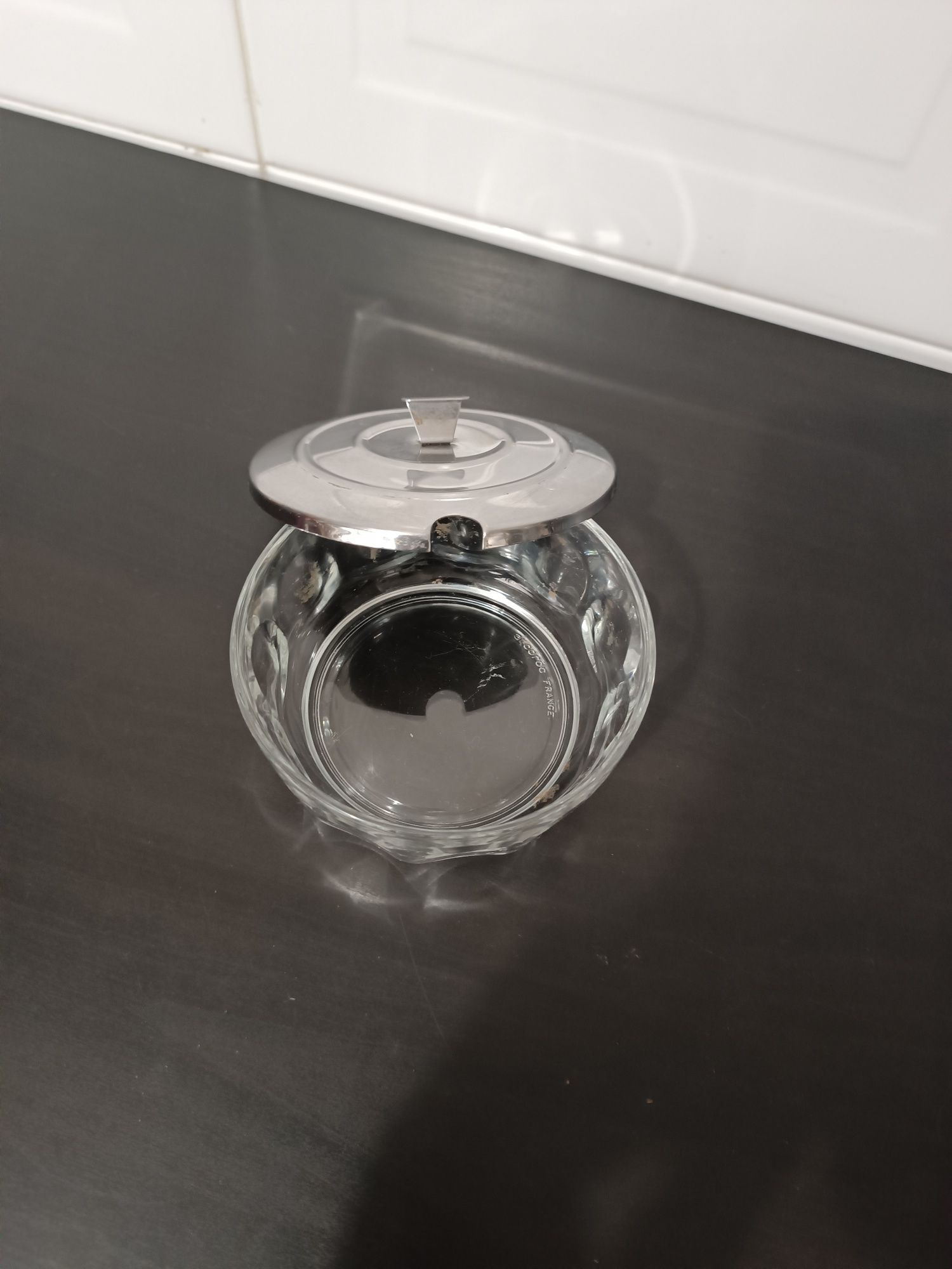 Açucareiro Vidro e Inox. Da Arcoroc France