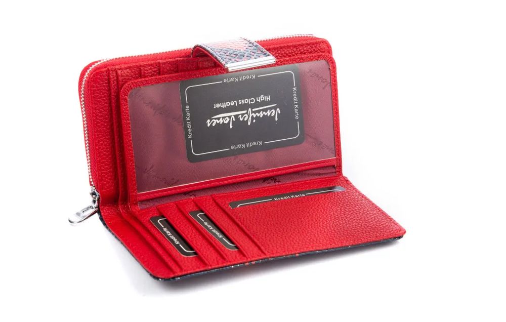 duży portfel skórzany skóra węża rfid