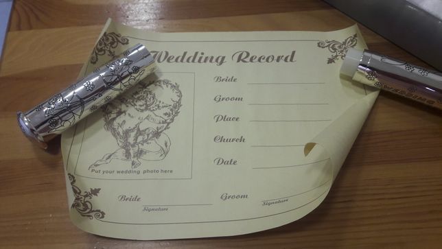тубус с письмом для свадебных рекордов