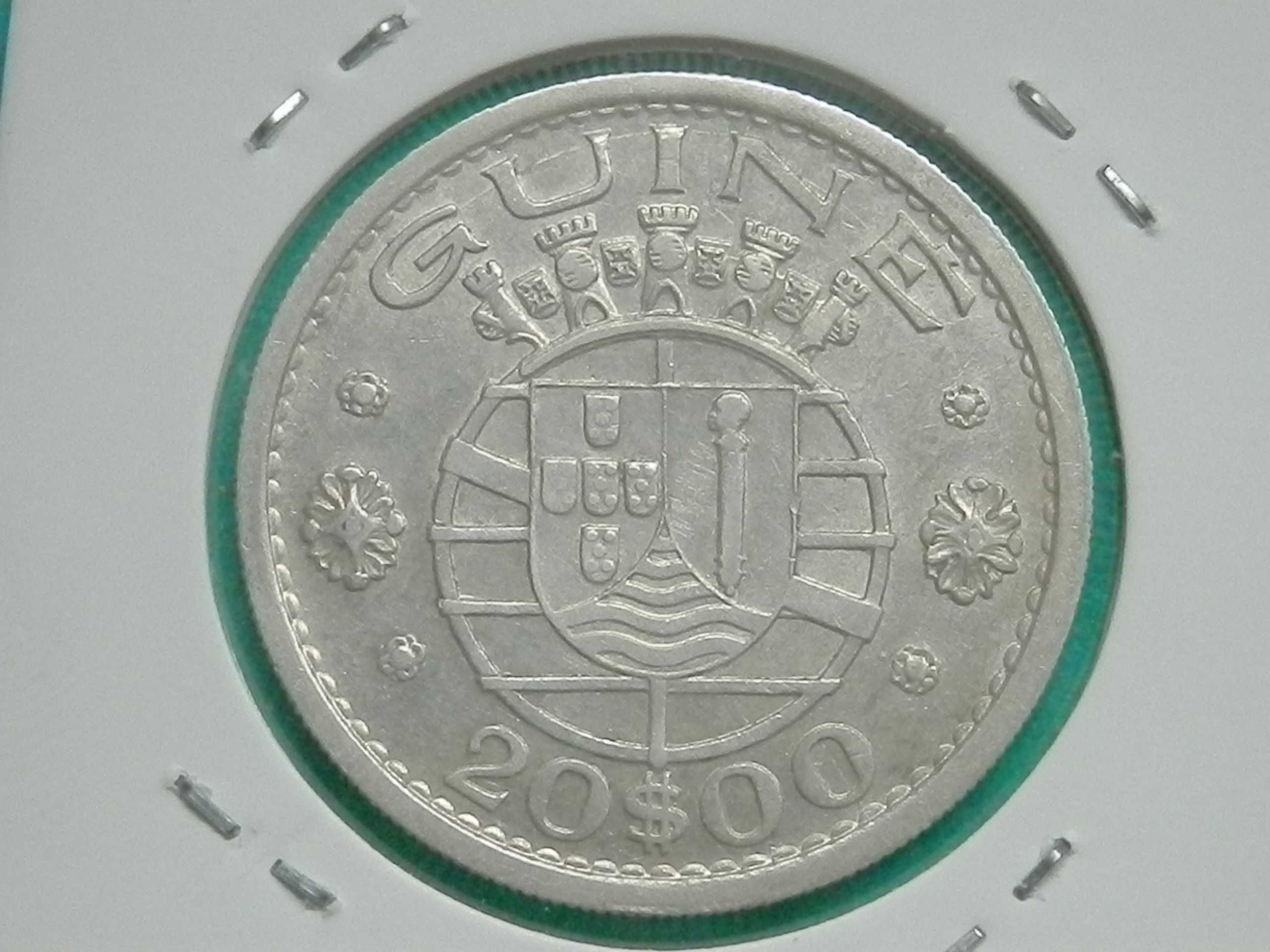 884 - Guiné: 20$00 escudos 1952 prata, por 30,00