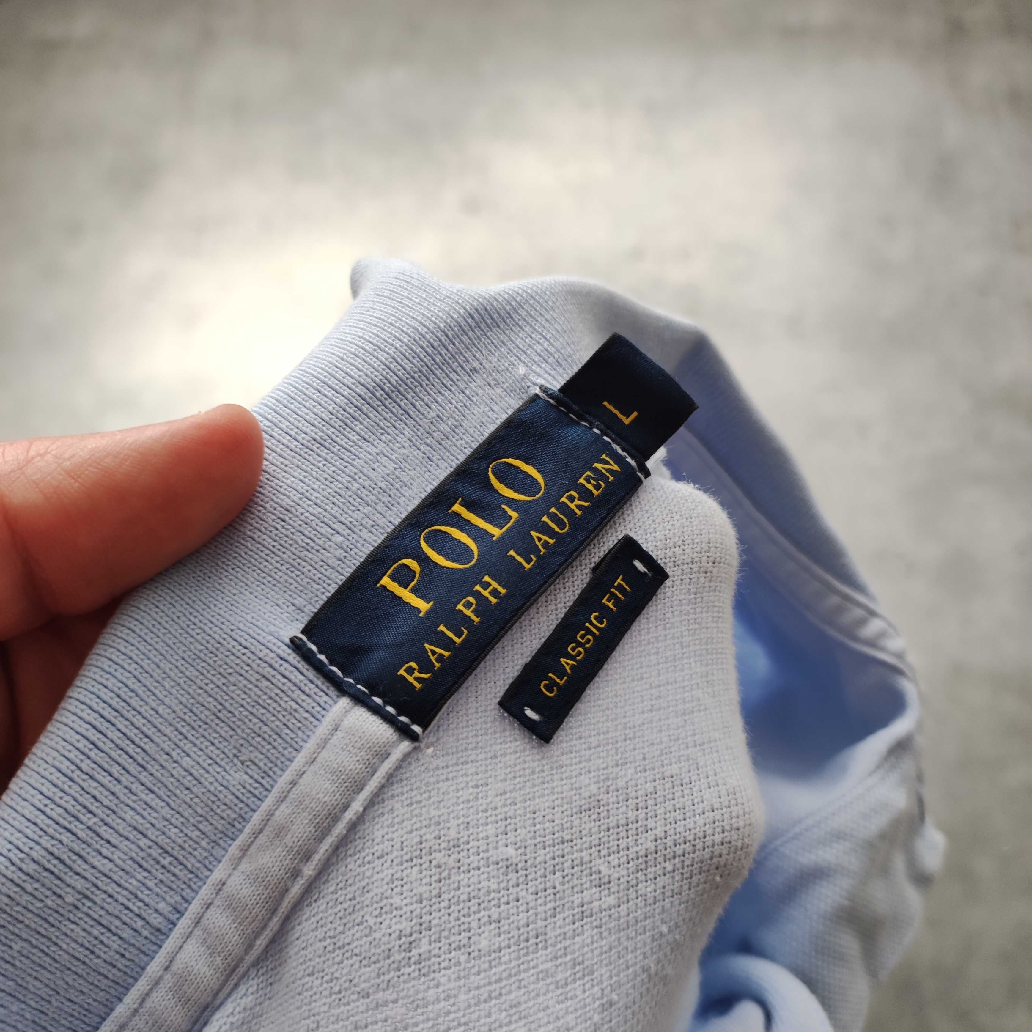 MĘSKA Błękitna PREMIUM Bawełna Koszulka Polo Ralph Lauren Elegancka