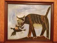 картина  "Кошка, схватившая птицу" Пабло Пикассо