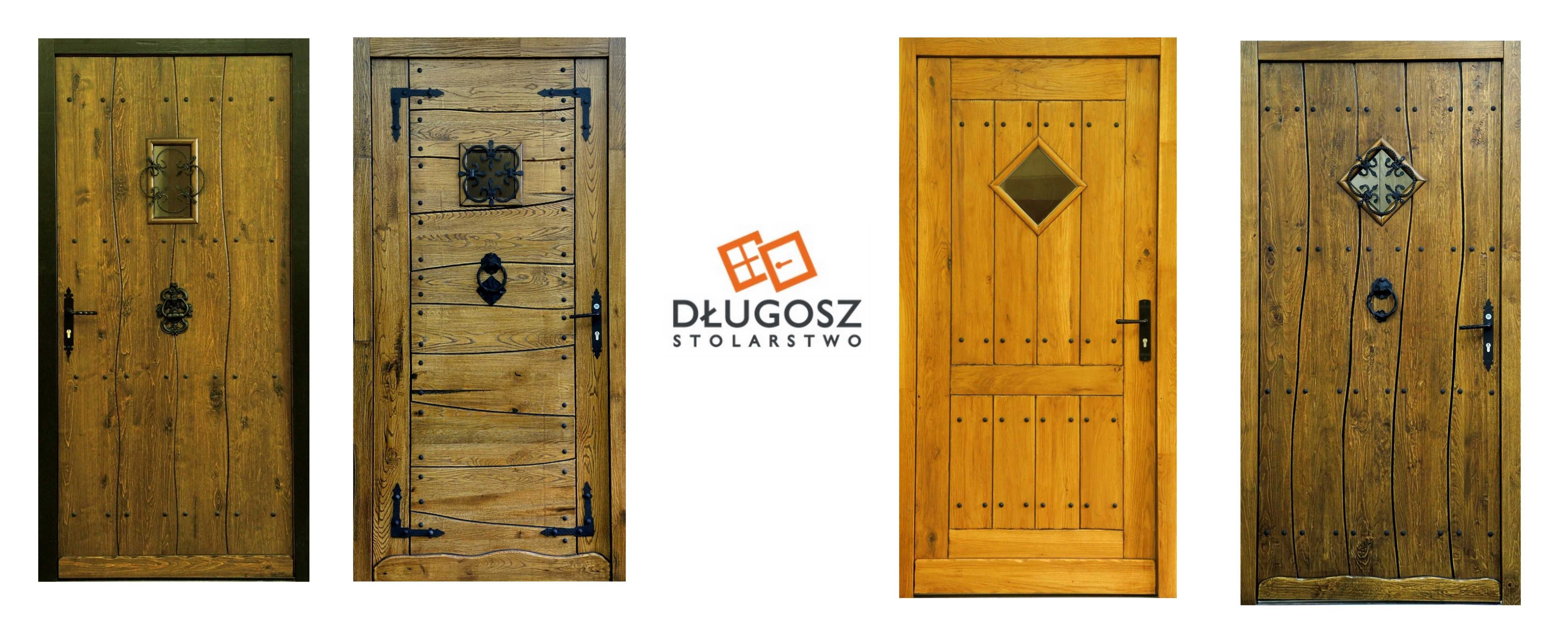 Drzwi zewnętrzne wejściowe dębowe drewniane szczotkowane orzech GOTOWE