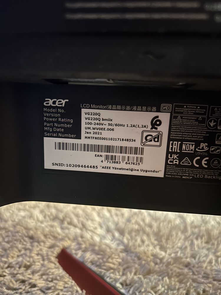 Monitor  Acer uszkodzony