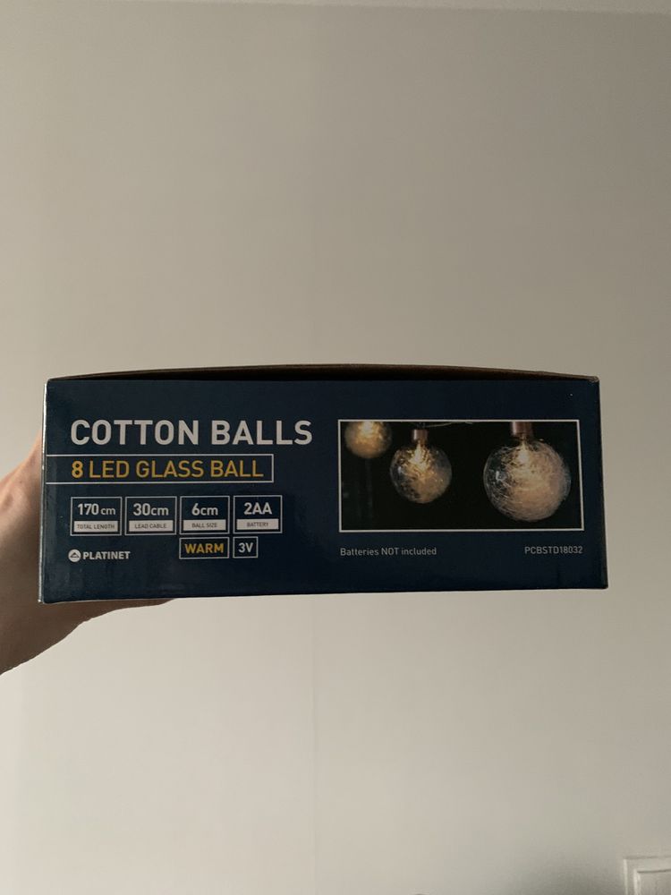 Lampki cotton balls szklane lampki bombki