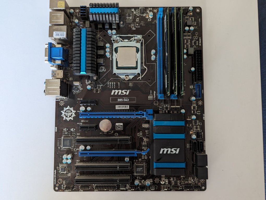 Zestaw płyta główna MSI b85-g43 procesor i5-4570, 12gb ram ballistix