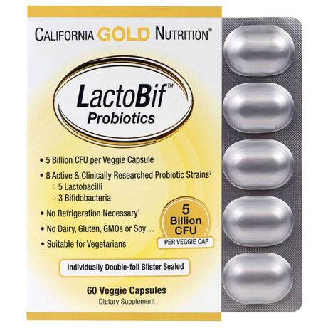 Пробиотики, 5 млрд КОЕ 60капс. LactoBif California Gold Nutrition США