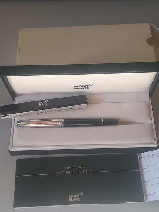 Caneta Rollerball Montblanc Meisterstuck classic tampa de aço