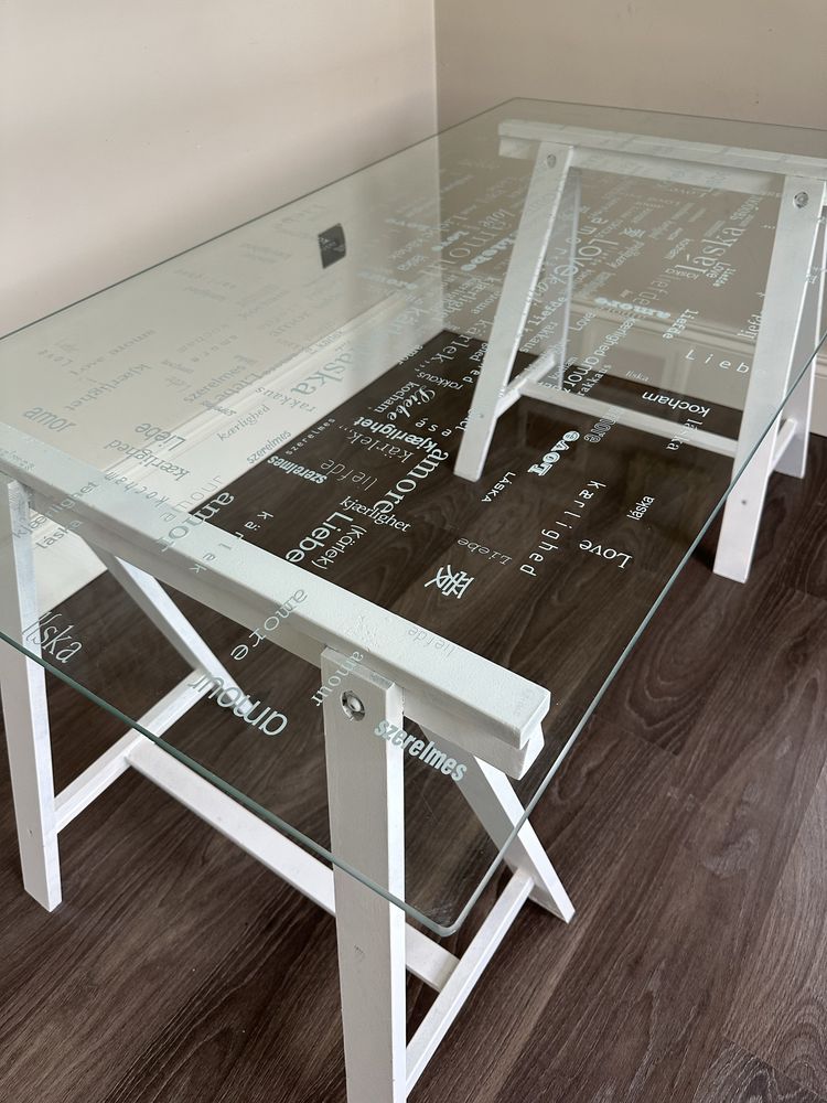Stół vintage IKEA szklany blat biurko