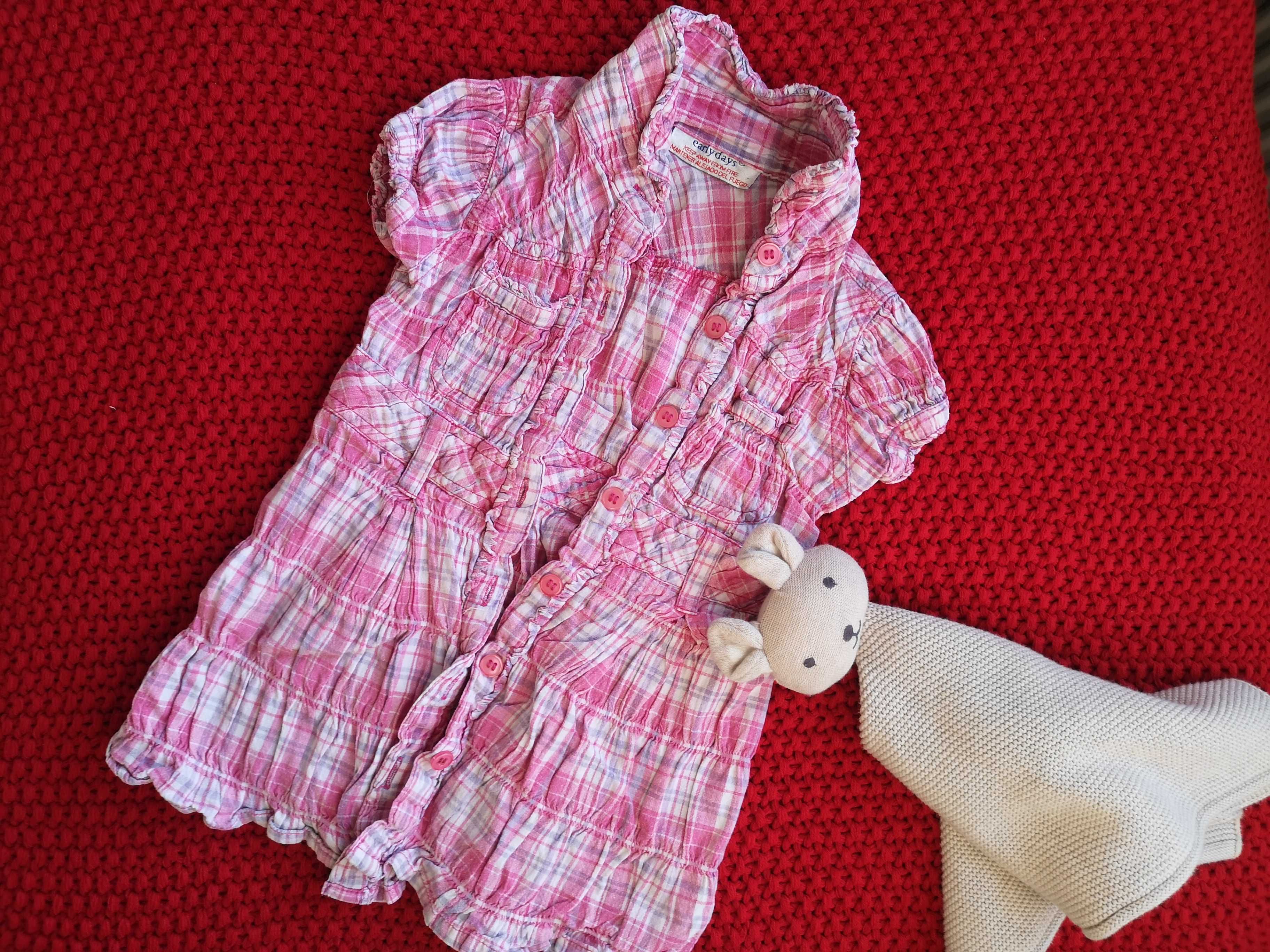 Early Days sukienka różowa w kratkę 74-80 / 9-12m.