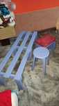Palete + Banco de Jardim + Puff