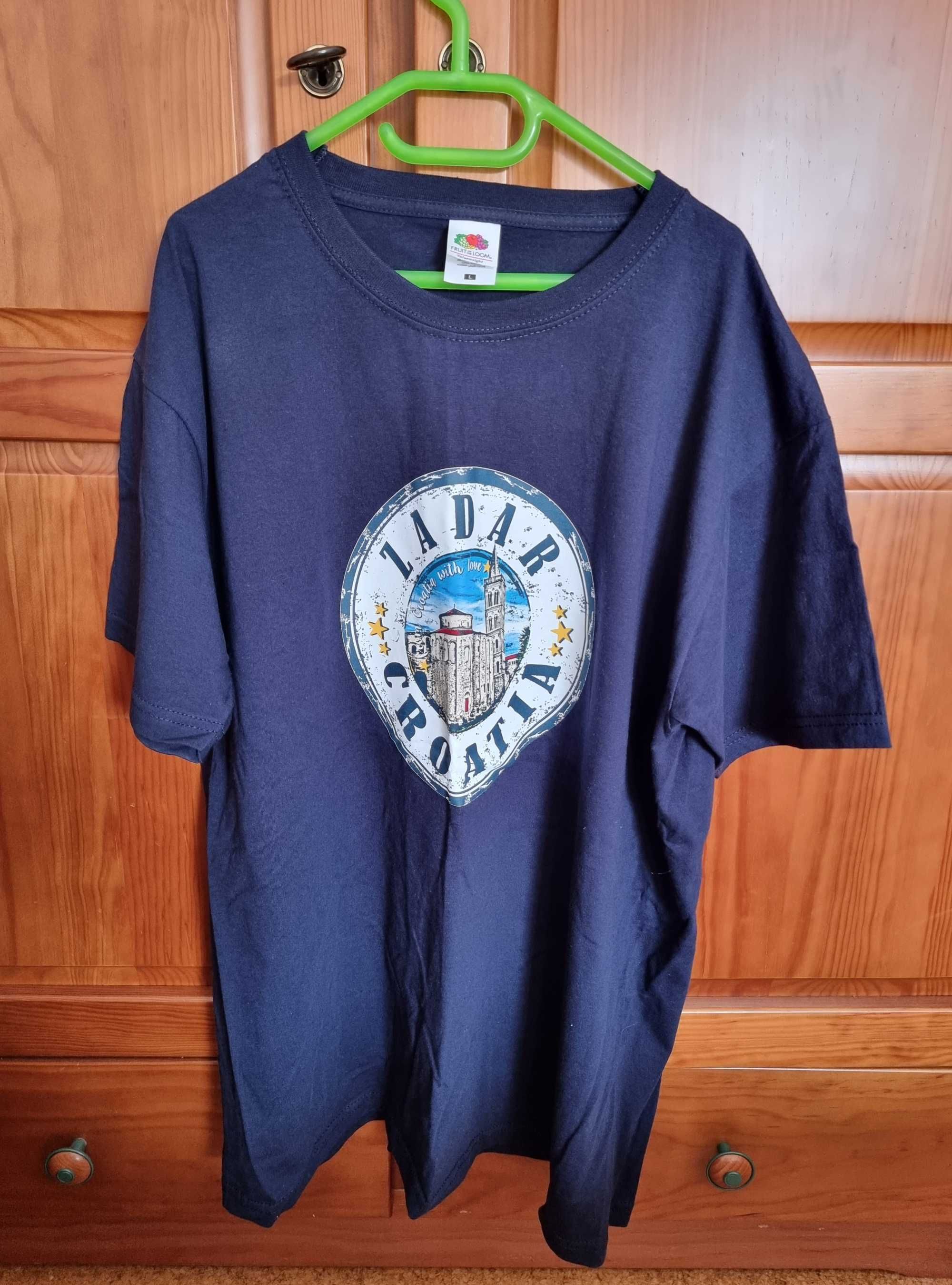 T-shirt azul escura Zadar Croatia, tamanho L - nova