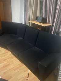 Sofa pele pessego preto