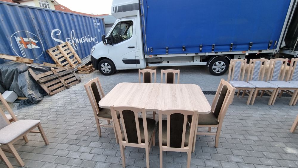 Stół 80x140/180 + 6 krzeseł,nowe, sonoma + zieleń antyczna ,dostawa PL