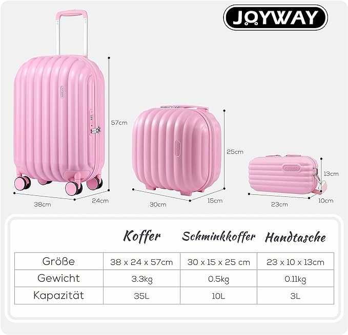 Joyway walizka na kółkach, kuferek, zestaw podróżny, różowy