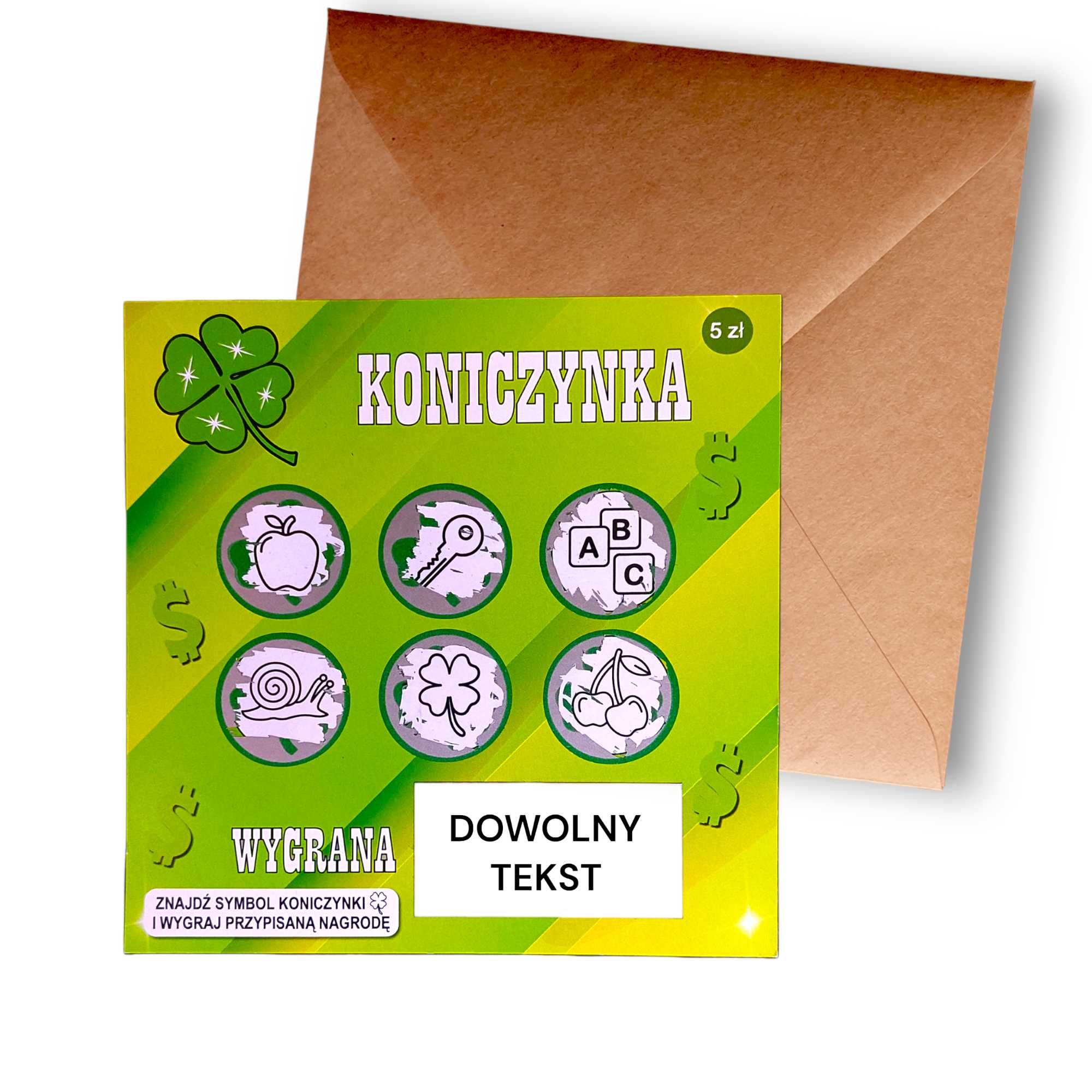 ZDRAPKI ZDRAPKA Koniczynka Kupon Loteria Dowolny Tekst 4 sztuki