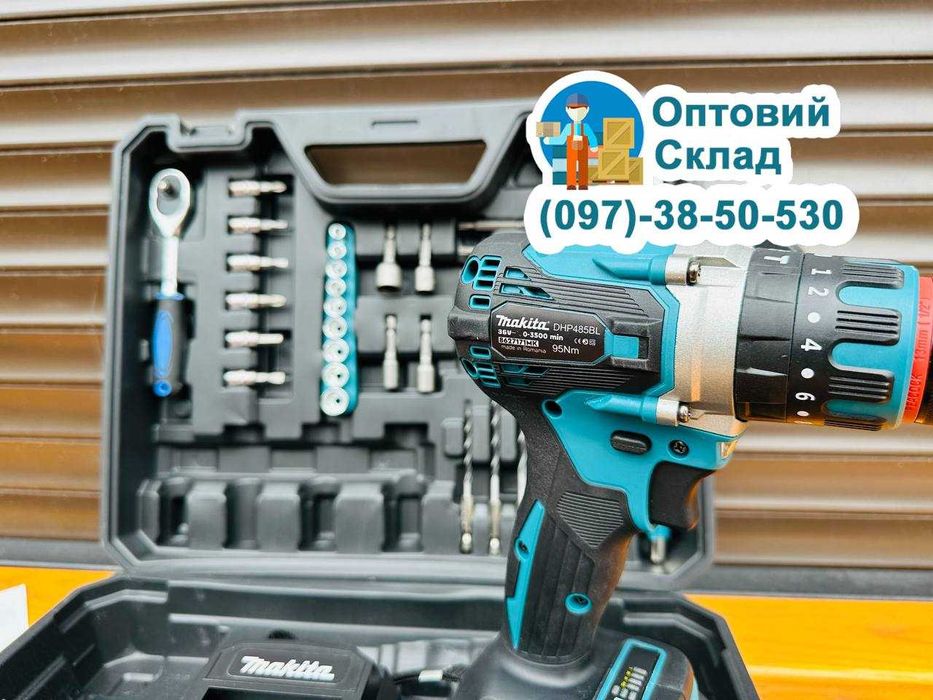 Якісний Шуруповерт Makita DHP485 BLACK З набором, Потужність 95Nm 36/6