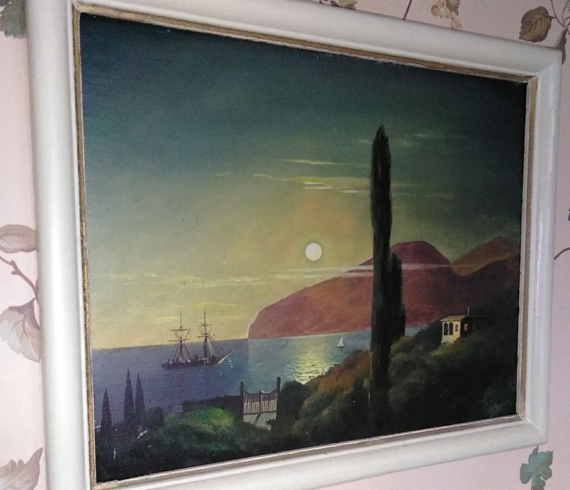 Старая Картина  " Лунная ночь в Крыму". Масло
