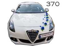 Niebieska - chabrowa dekoracja ozdoba na auto samochód do ślubu Nr 370