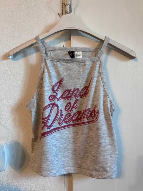 Szary crop top h&m z napisem S