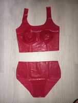 909/ Zestaw nowa bielizna damska M lateks latex 0,4 mm czerwień