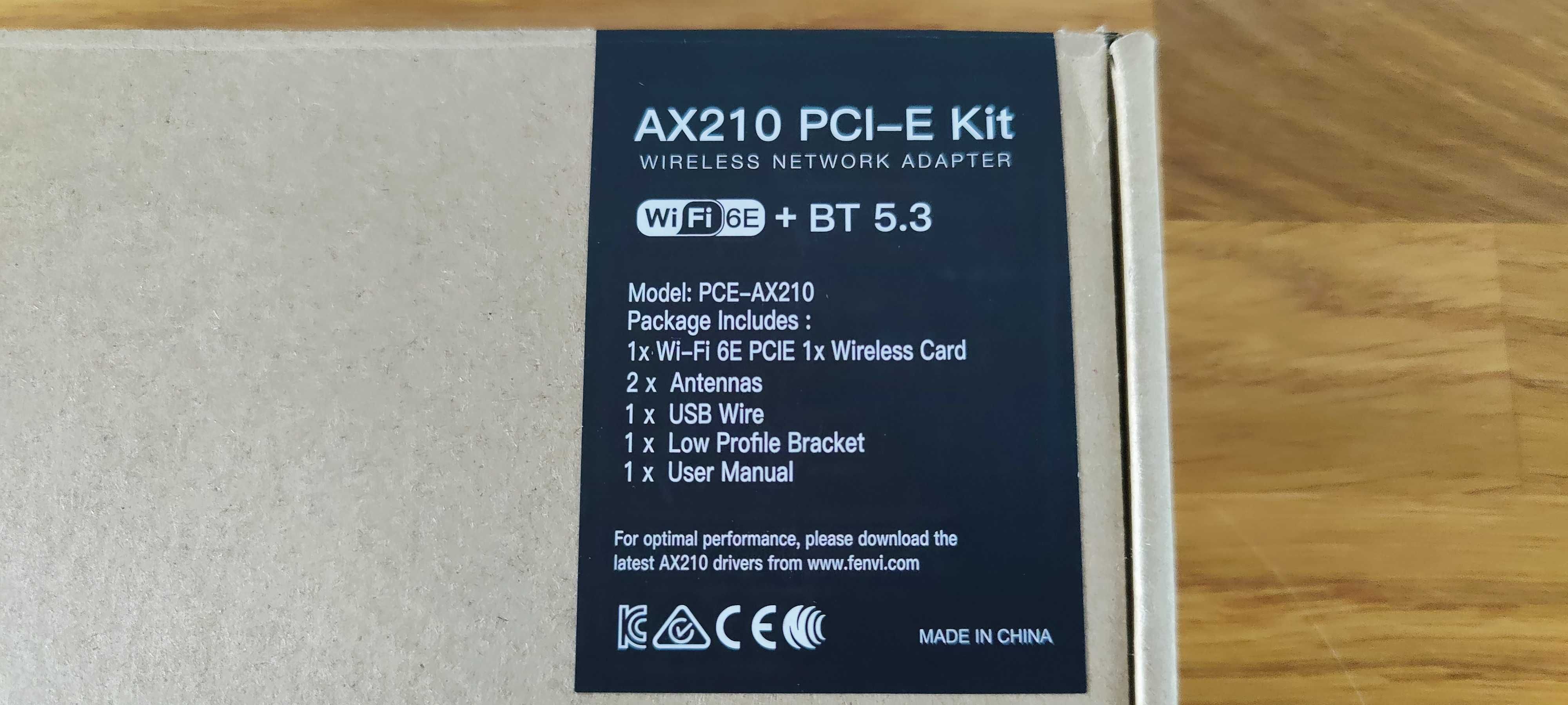 Adapter FENVI WiFi 6E AX210 NGW 5374 mb/s 2.4G/5G/6Ghz Bluetooth 5.3