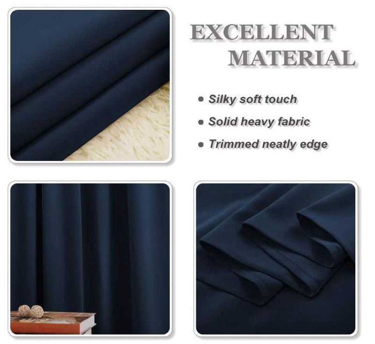 Zasłony zaciemniające, rozmiar 245x140, kolor ciemnoniebieski 2 sztuki