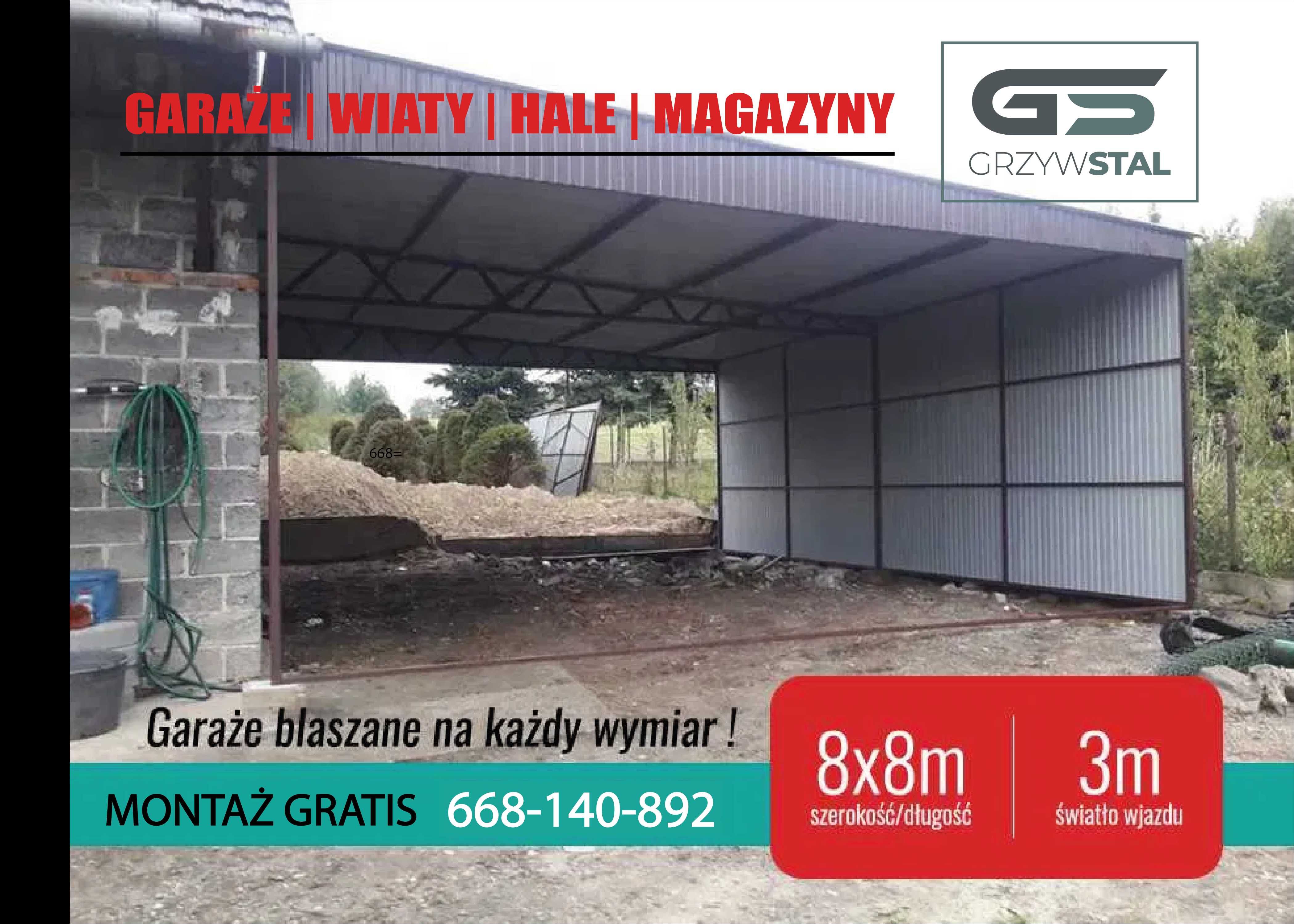 Garaż blaszany JEDNOSPADOWY - Wiata - Zadaszenie - Garaże - GRZYWSTAL