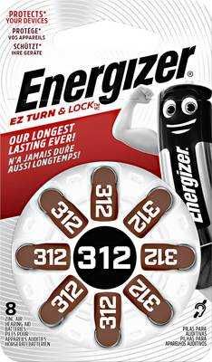 Батарейки Energizer для слуховых аппаратов, ZA312 /PR41  бл. 8шт