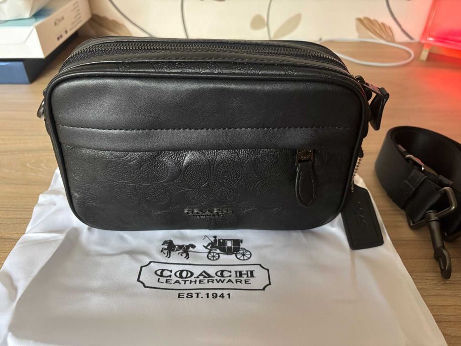 Сумка кожаная через плечо Coach New York мужская сумка на плече кожа