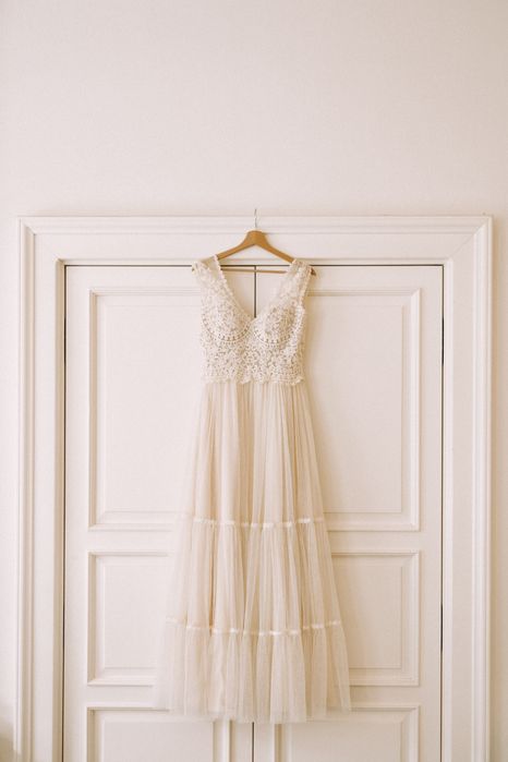 Koronkowa tiulowa retro rustykalna suknia Agnes S 36