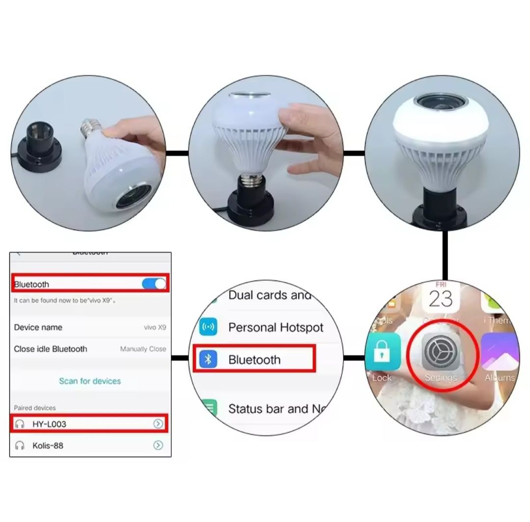 Lâmpada led Bluetooth Music