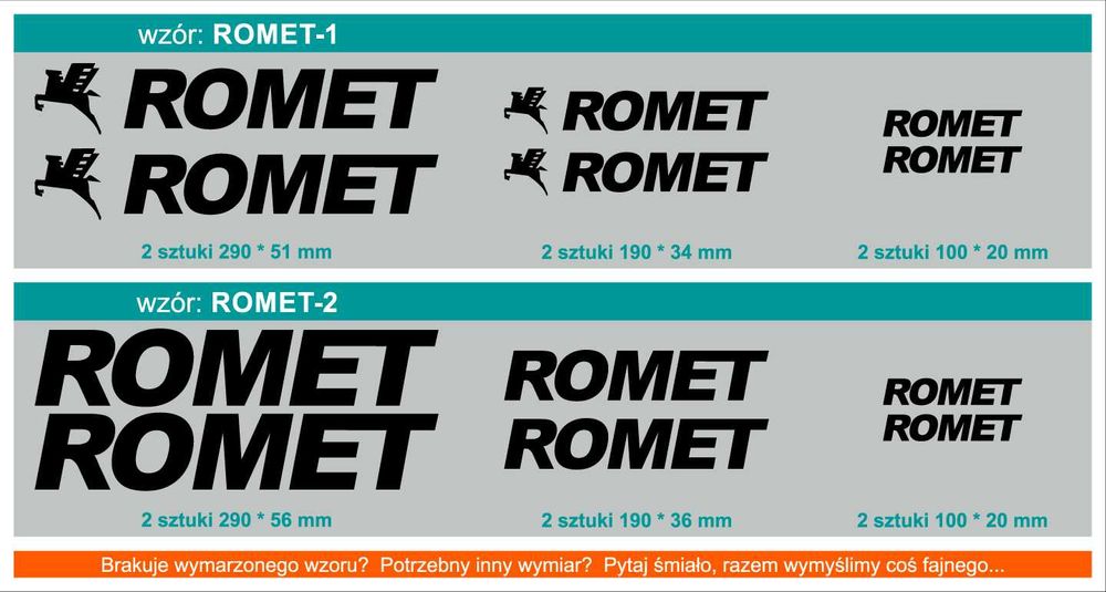 ROMET naklejki zastępcze na rower komplet 6 sztuk