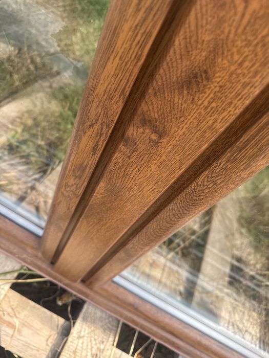 2x okno tarasowe plastikowe 146x208 otwierany slupek zloty dab (transp