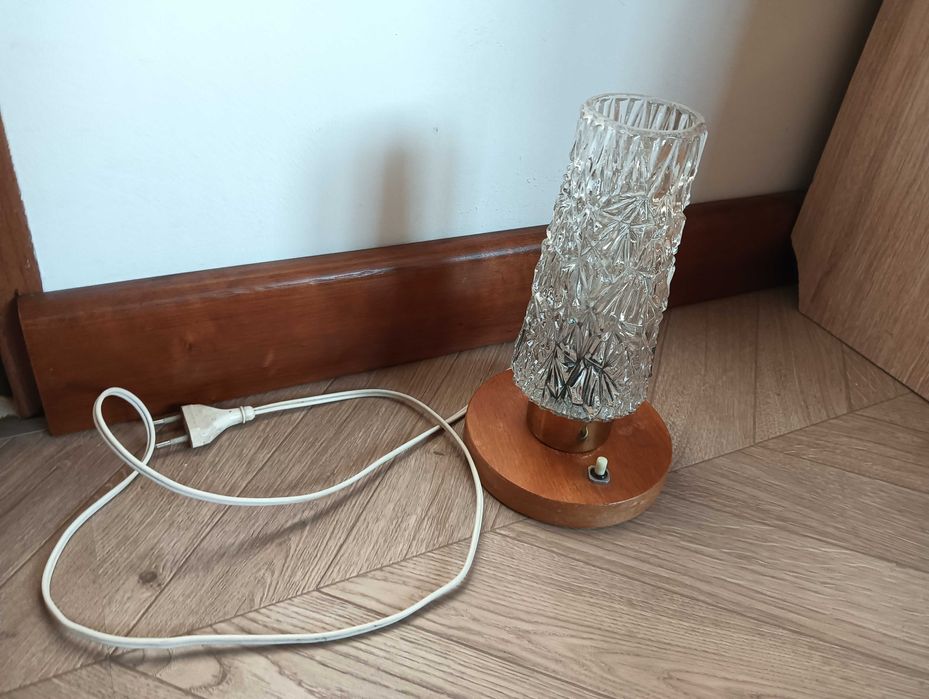 Lampa nocna lampka szklany klosz na kabel