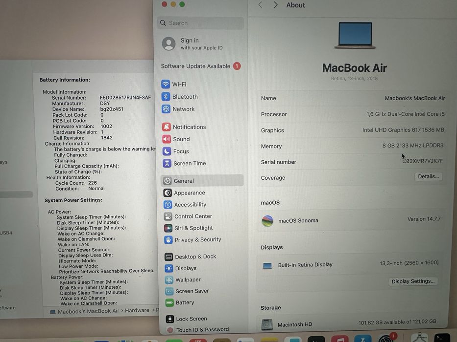 Apple Macbook Air 13.3 8gb 256 ssd a1932
