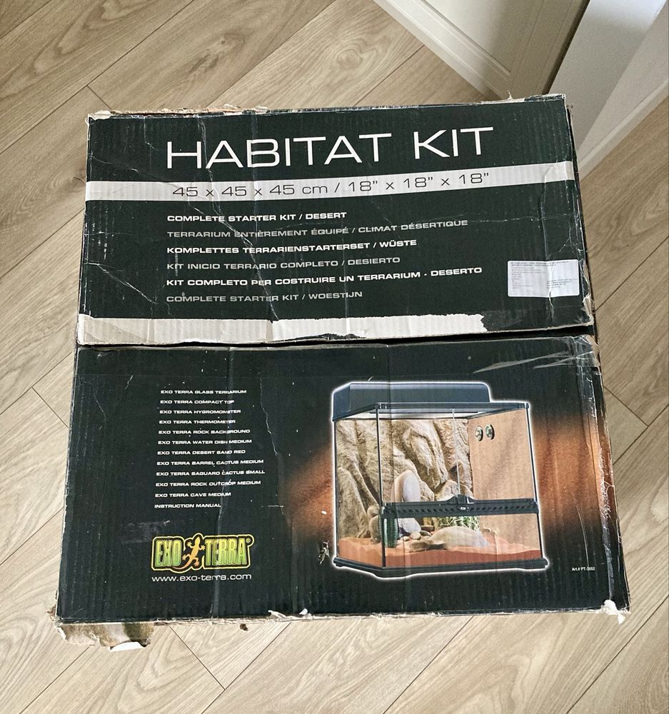 Terrarium EXO TERRA HABITAT KIT 45x45x45 + akcesoria, lampy: b. dobry